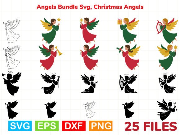 Angels Bundle Svg, Christmas Angels: Ideal for Creative Graphics
