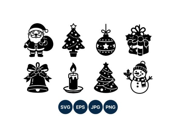 Black Christmas Icons: A Versatile Graphics Set for Festive Branding