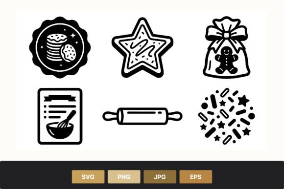Black White Christmas Cookie Icons: A Must-Have for Holiday Graphics