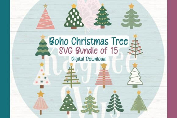 Boho Christmas Tree SVG Bundle for Embroidery
