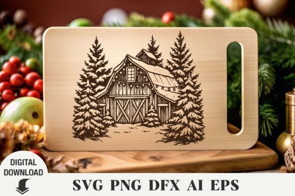 Christmas Barn Laser Cut Graphics for Creative Sellers