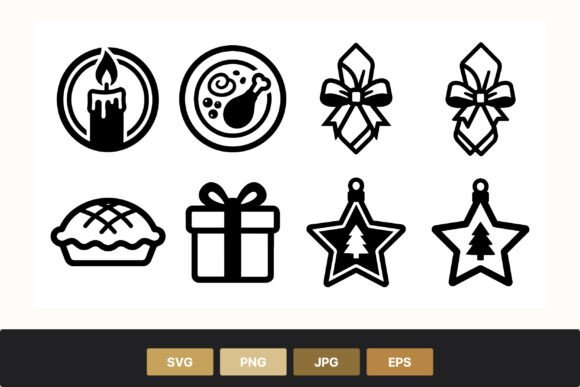 Christmas Black White Holiday Icons: Festive Graphics for Local Brands