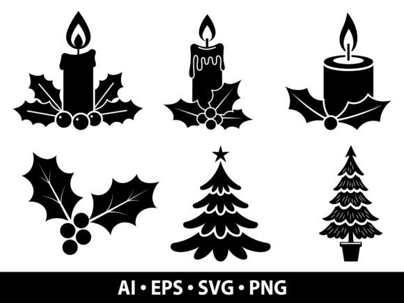 Christmas Candle Tree SVG Bundle: Elegant Graphics for Holiday Crafting