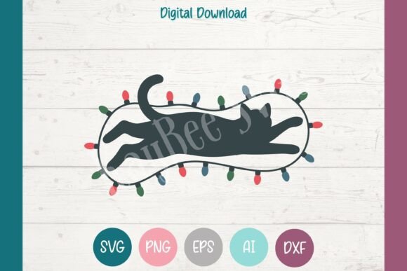Christmas Cat SVG PNG - Festive Graphics for Crafts