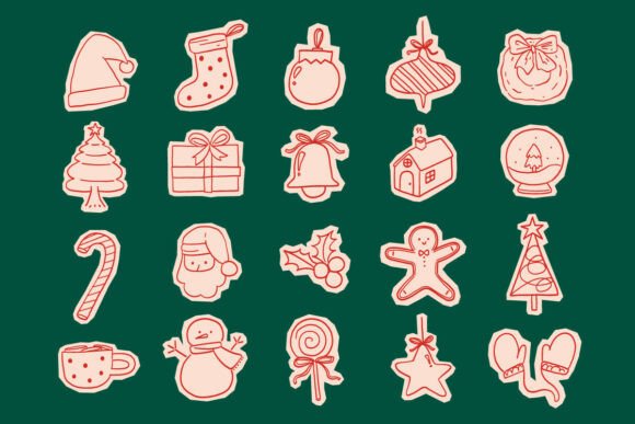 Christmas Doodle Sticker Set SVG: Perfect for Festive Graphics