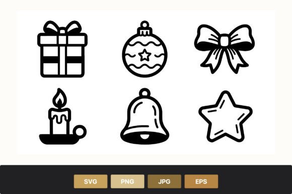 Christmas Gift Candle Bell Star Bow Graphics for Crafters