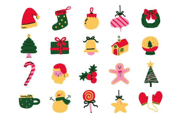 Christmas Holiday Doodle Element Set SVG
