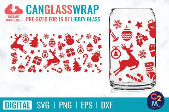 Christmas Libbey Glass 16oz SVG for Tumbler Wraps