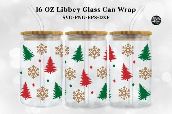Christmas Libbey Glass Can Wrap for Crafts and Graphics