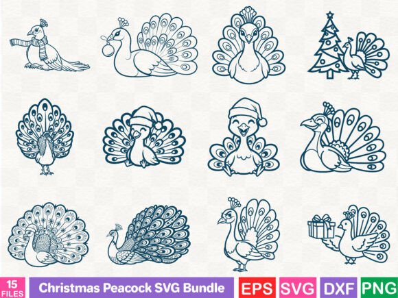 Christmas Peacock SVG Bundle: A Festive Graphics Delight