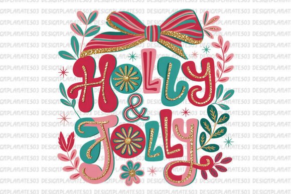 Christmas Png Glitter Holly Jolly: Festive Graphics for Local Brands