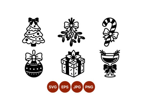 Christmas Tree Candy Cane Gift Icons: Graphics for Creative Projects