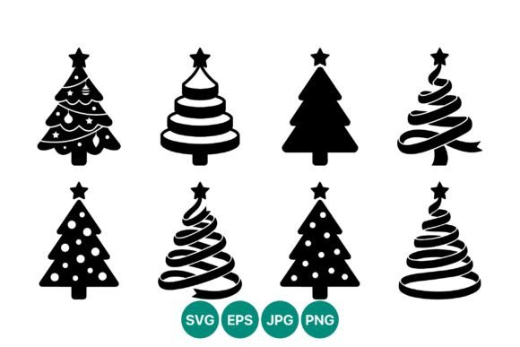 Christmas Tree Silhouette Icon Set for Graphics & Illustrations
