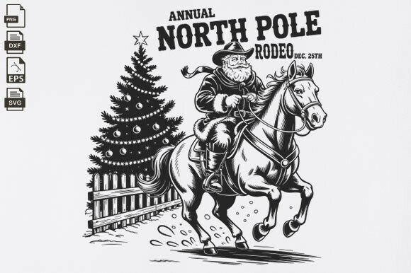Cowboy Santa Western Christmas, Retro: A Graphics Must for Creative Crafts