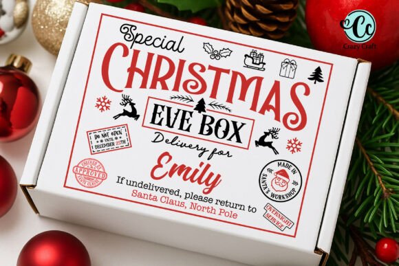Custom Christmas Eve Box SVG PNG for Festive Crafts and Graphics