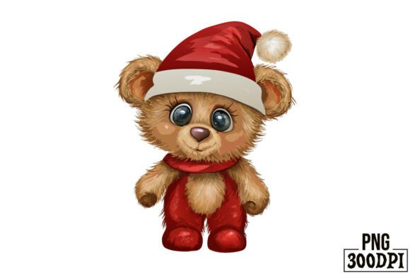 Cute Bear with Christmas Clipart 1 for Graphics & Crafts