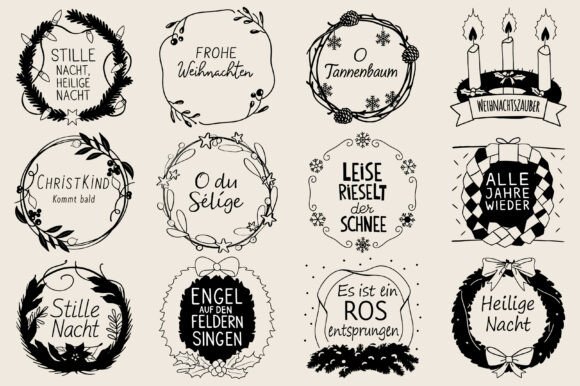 German Christmas Wreath Holy Night SVG: Festive Graphics for Local Brands