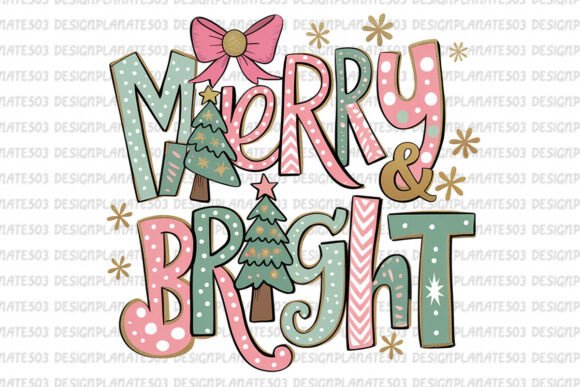 Merry and Bright, Christmas Png: A Festive Graphic for Branding