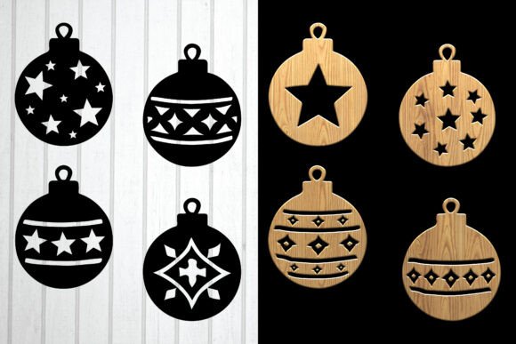 Stylish Christmas Ornaments, Laser-cut for Crafts & Graphics